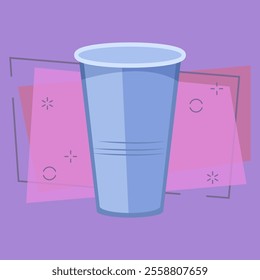 Plastic glass. Disposable mug for water. Takeaway cups concept. Vector illustration can be used for topics like beverage, drink, recycling, container