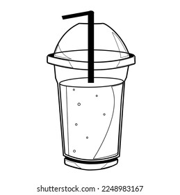 plastic glass with a drink, without color, can be used as a coloring  or template