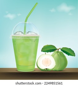 Plastic glass for guava juice.Illustration vector