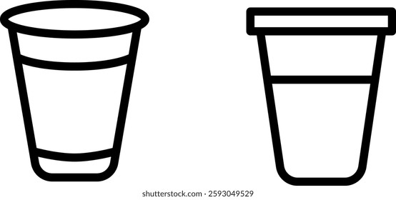 "Plastic Glass Icon Design Symbol Set for Beverages and Dining"
