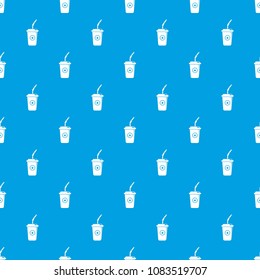Plastic glass juice pattern vector seamless blue repeat for any use