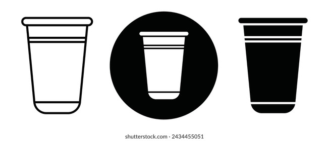 Plastic glass outline icon collection or set. Plastic glass cup Thin vector line art