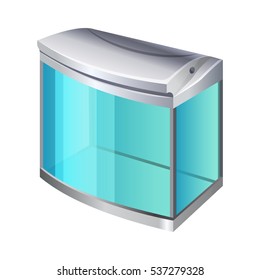 Plastic or glass rectangular container for use as a terrarium or aquarium. 3d isometric view. 