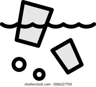 plastic glass sea vector line colour icon