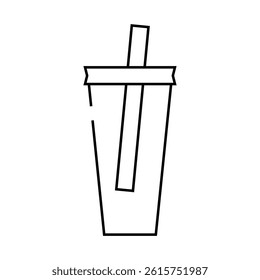 plastic glass with straw line icon vector. plastic glass with straw sign. isolated contour symbol black illustration