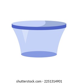 Plastic glass for water or ink, on white background. School supplies for kids vector illustration. Stationery, education concept