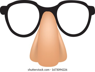 Plastic glasses with a nose. Humor glasses for fun party