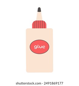 Plastic glue bottle. Stationery. Vector illustration.