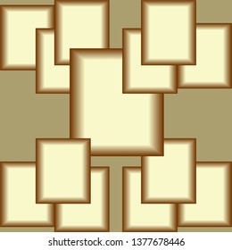 Plastic golden square composition, abstract tile with 3d squares, optical art, space illusion