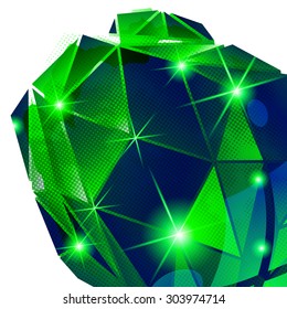 Plastic grain fond with colorful three-dimensional geometric template, sparkling synthetic dotted background.