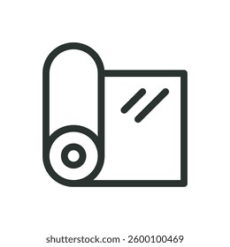 Plastic greenhouse film roll line icon, polyethylene film vector symbol with editable stroke