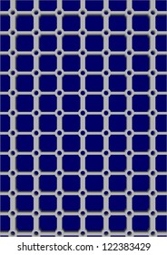 Plastic grid with openings for weaving on a blue background.