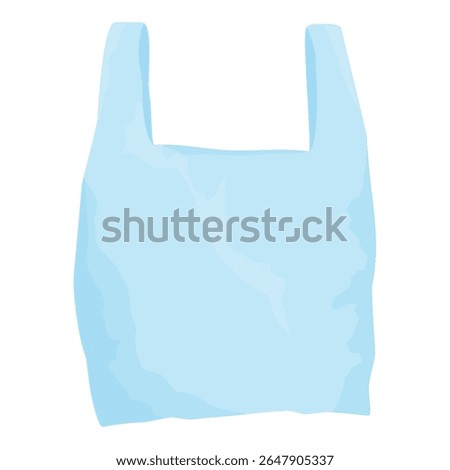 Plastic grocery bag. Empty blue transparent plastic bag. Isolated on white background. Disposable plastic bag with handles. Vector