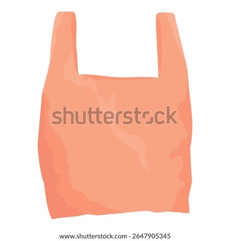 Plastic grocery bag. Empty red transparent plastic bag. Isolated on white background. Disposable plastic bag with handles. Vector