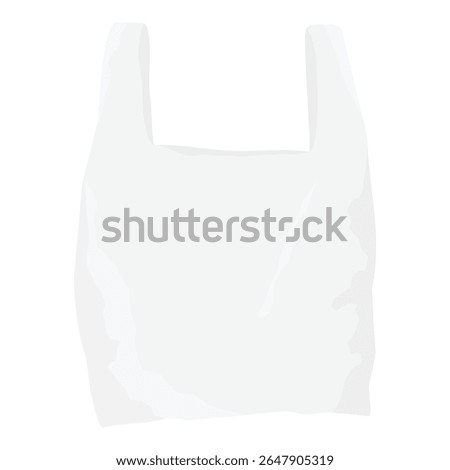Plastic grocery bag. Empty white transparent plastic bag. Isolated on white background. Disposable plastic bag with handles. Vector
