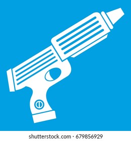 Plastic gun toy icon white isolated on blue background vector illustration