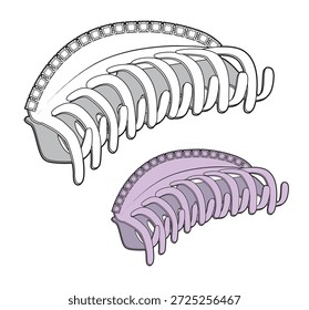 Plastic hair claw vector design mockup template technical flat drawing.