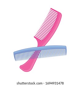 Plastic Hair Comb for Combing Long Hair Vector Illustration