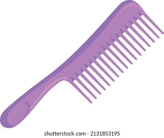 Plastic hair comb. Pink cute cartoon brush isolated on white background