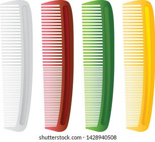 Plastic Hair Comb Set Vector Icon Illustration Graphic