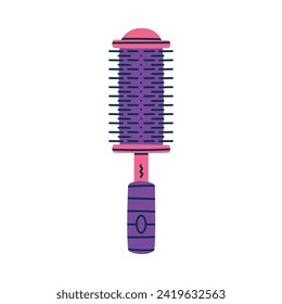 Plastic Hairbrush with Handle as Professional Hairdressing Tool and Accessory for Hairdo Vector Illustration