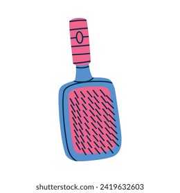 Plastic Hairbrush with Handle as Professional Hairdressing Tool and Accessory for Hairdo Vector Illustration