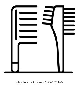 Plastic hairbrush icon. Outline plastic hairbrush vector icon for web design isolated on white background