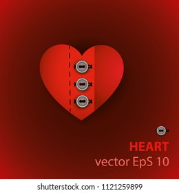plastic heart with button fastening