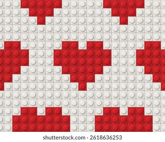 Plástico en forma de corazón constructor sin patrón. Textura para tela, envoltura, Fondo de pantalla. Estampado decorativo. Ilustración vectorial