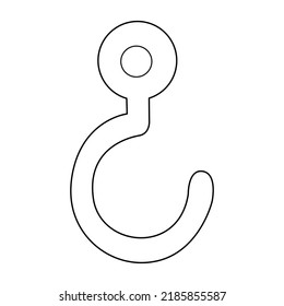 Plastic hook outline vector on white background