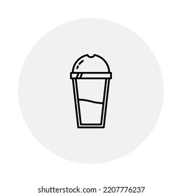plastic ice glass icon with half filled with water on white background. simple, line, silhouette and clean style. black and white. suitable for symbol, sign, icon or logo