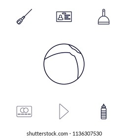 Plastic icon. collection of 7 plastic outline icons such as dustpan, mop, badge, fitness bottle, beach ball, credit card. editable plastic icons for web and mobile.