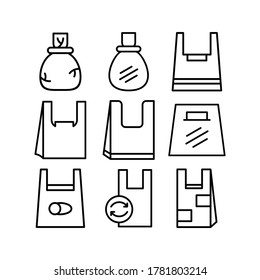 Plastiksymbol oder Logo einzeln auf Zeichen, Vektorgrafik - Sammlung von VektorsymbSymbolen mit hoher Qualität, schwarz-schwarz-Stil
