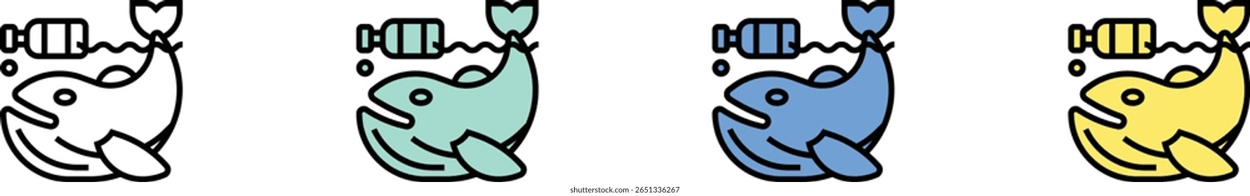 plastic icon. Outline, Green, Blue and Yellow Style Design Isolated On White Background