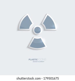 Plastic icon radiation symbol. 