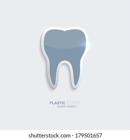 Plastic icon tooth symbol.