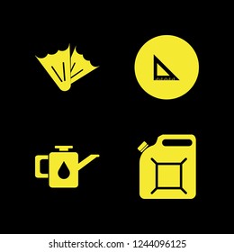 plastic icon. plastic vector icons set flippers, car oil, canister and ruler