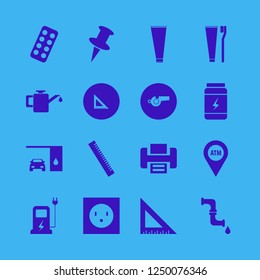 plastic icon. plastic vector icons set push pin, changing car oil, car charger and car oil