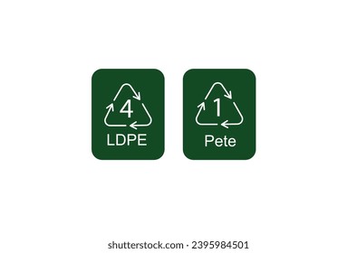 Plastic Icons Set - LDPE and PETE - Vector Illustrations