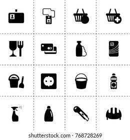Plastic icons. vector collection filled plastic icons. includes symbols such as credit card, spray bottle, shampoo, detergent bottle, badge. use for web, mobile and ui design.