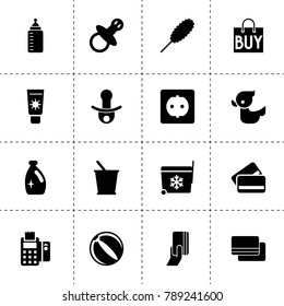 Plastic icons. vector collection filled plastic icons. includes symbols such as bucket, credit card, pos terminal, dust brush, socket, duck. use for web, mobile and ui design.
