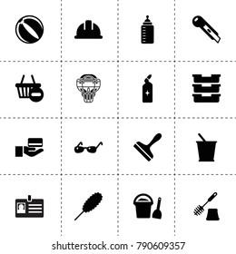 Plastic icons. vector collection filled plastic icons. includes symbols such as bucket, credit card in hand, scraper, drain cleaner. use for web, mobile and ui design.