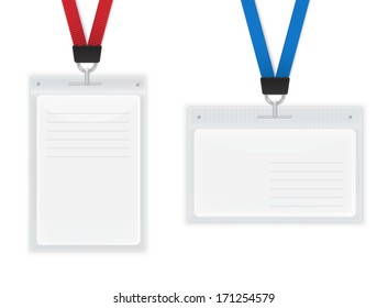 Plastic ID Badges. Isolated on White Vector illustration.