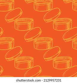 Plastic jar for cosmetic cream vector seamless pattern