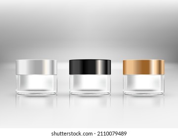 conjunto de cosméticos de plástico de frasco.
Plantilla de simulación de empaquetado realista.Ilustración vectorial.