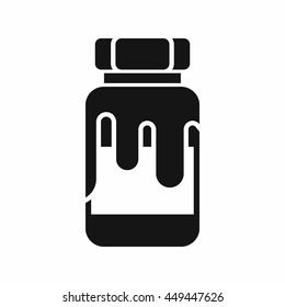Plastic jar with gouache icon in simple style isolated vector illustration