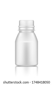 Plastic jar mockup isolated on white background. Packaging design. Blank sport or dietary nutrition, healthcare or medicine bottle template. 3d realistic vector illustration