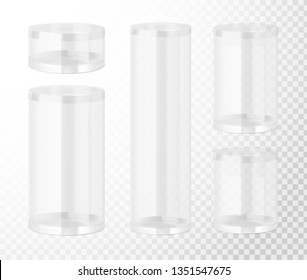 Plastic jar mockups. Vector illustration on transparent background. Layered file, easy to use for food, gifts, candy. EPS10.