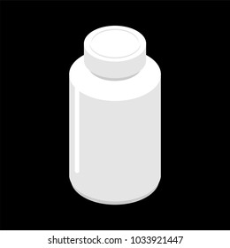 Plastic jar for tablets isolated. Container for medicines. Medical Pharmaceutical Illustration