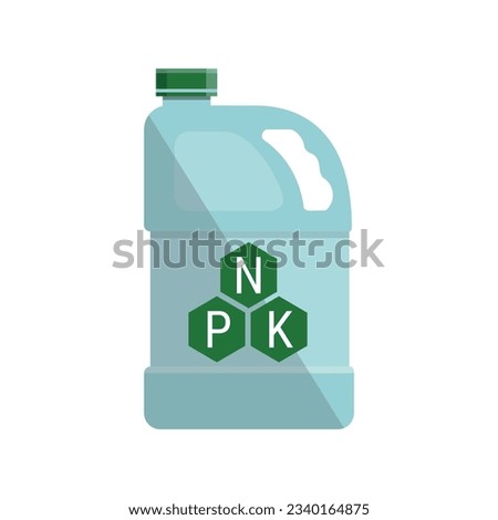 Plastic jerry can with liquid NPK fertilizer for the soil. Vector illustration isolated on a white background